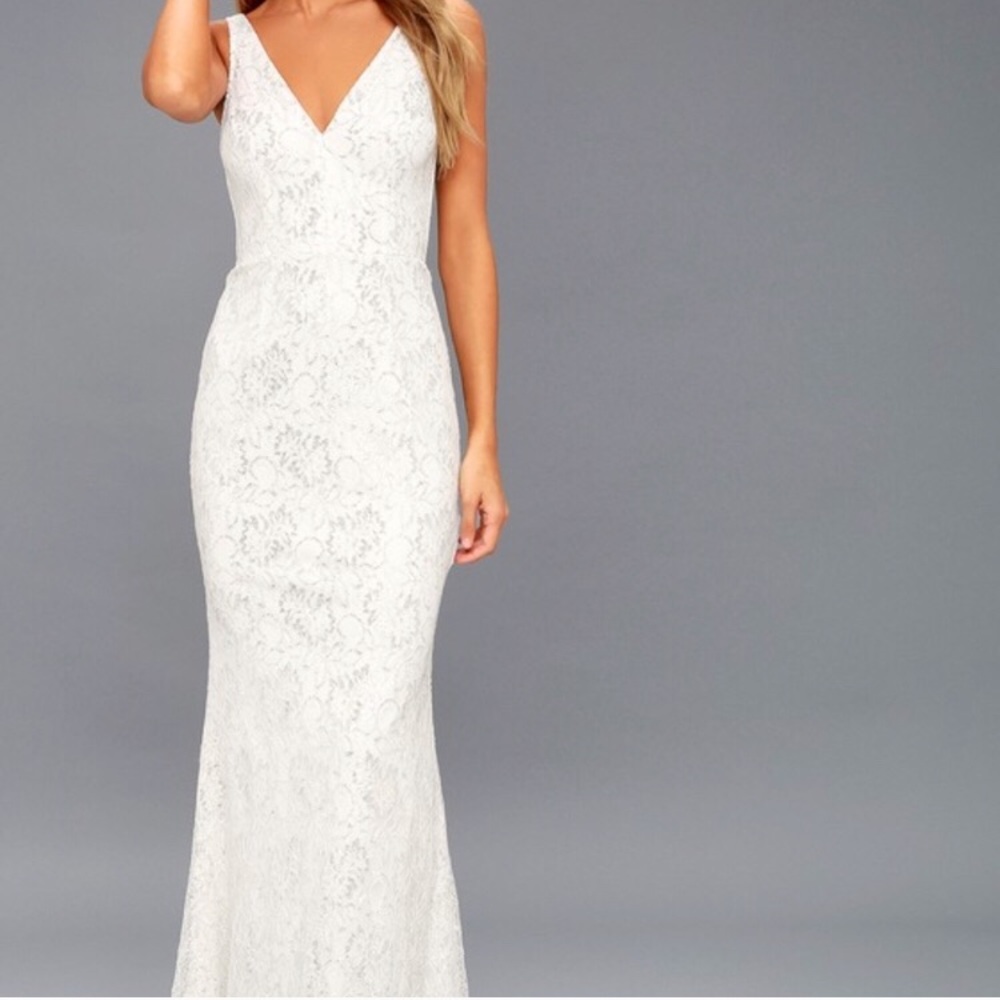 BRAND NEW GLEAM & GLAM BRIDAL WHITE LULUS DRESS